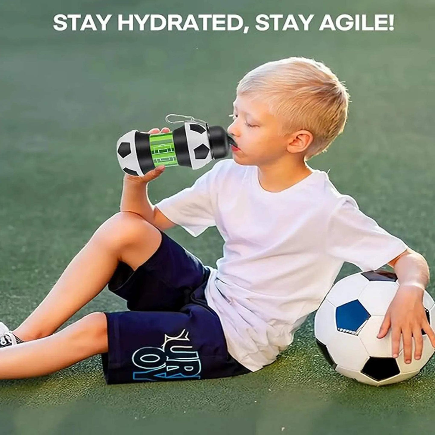 Collapsible Silicone Water Bottle With Straw Leakproof 550ml - ToylandEU