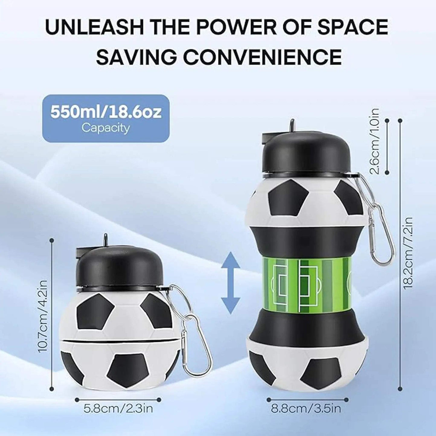 Collapsible Silicone Water Bottle With Straw Leakproof 550ml - ToylandEU