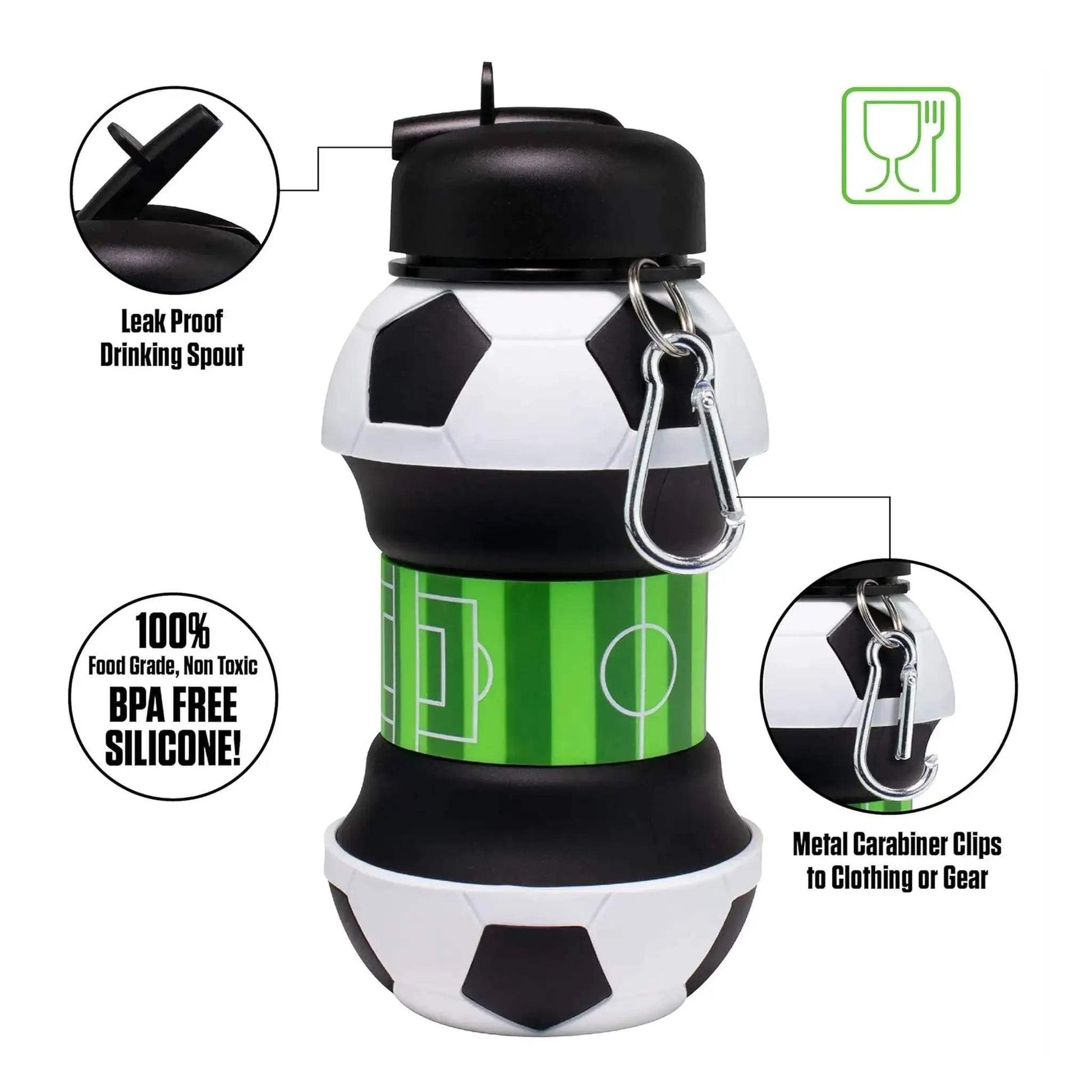 Collapsible Silicone Water Bottle With Straw Leakproof 550ml - ToylandEU