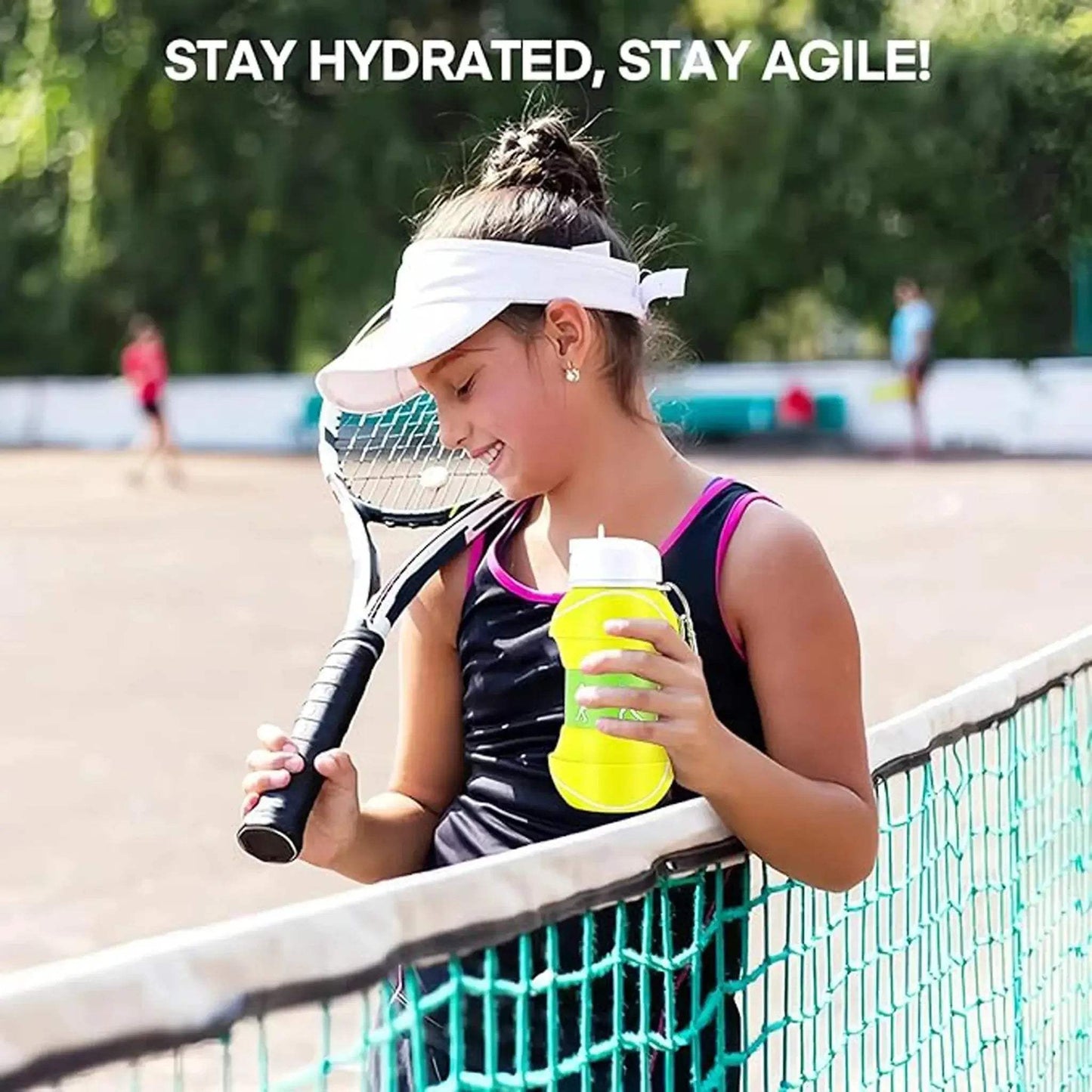 Collapsible Silicone Water Bottle With Straw Leakproof 550ml - ToylandEU