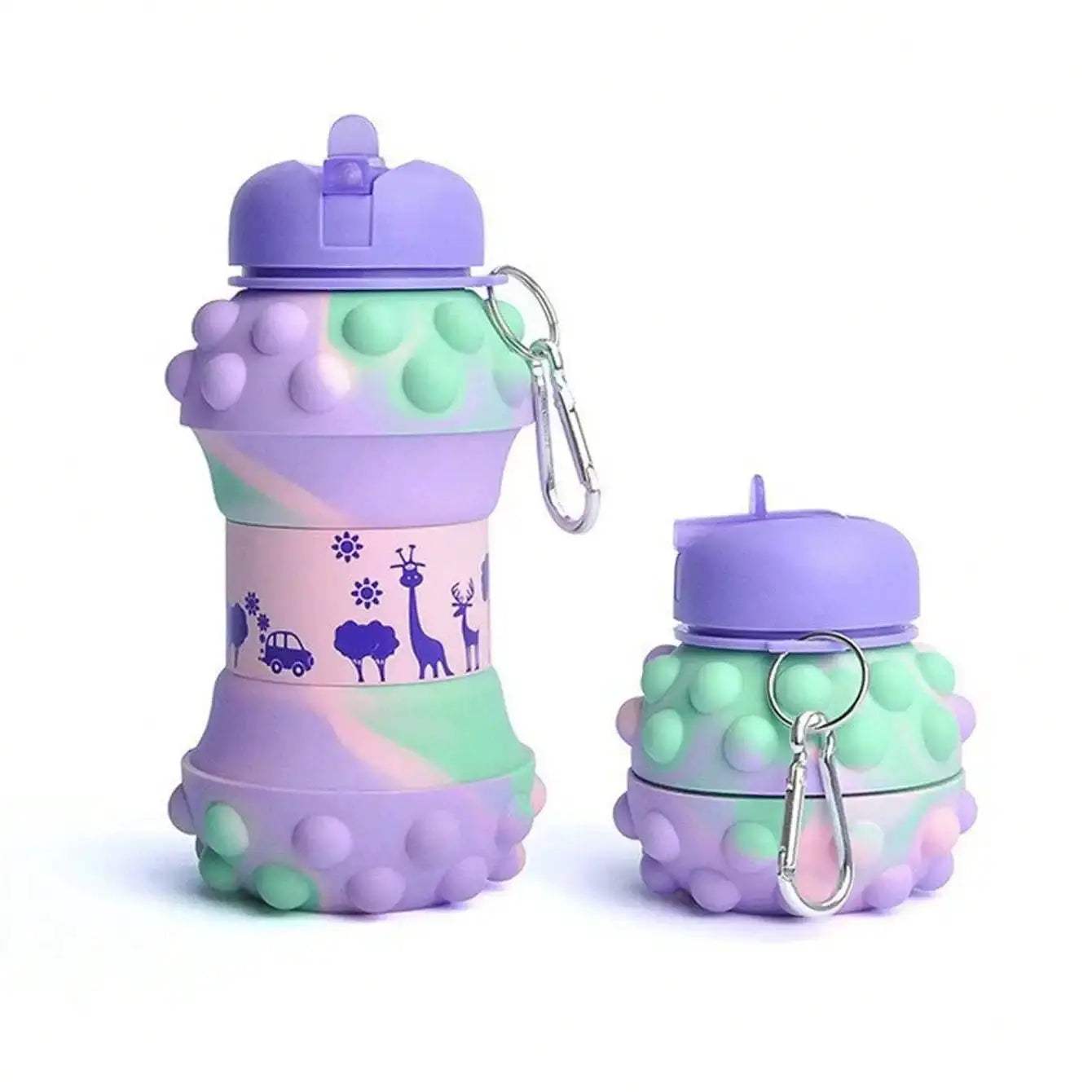Collapsible Silicone Water Bottle With Straw Leakproof 550ml - ToylandEU