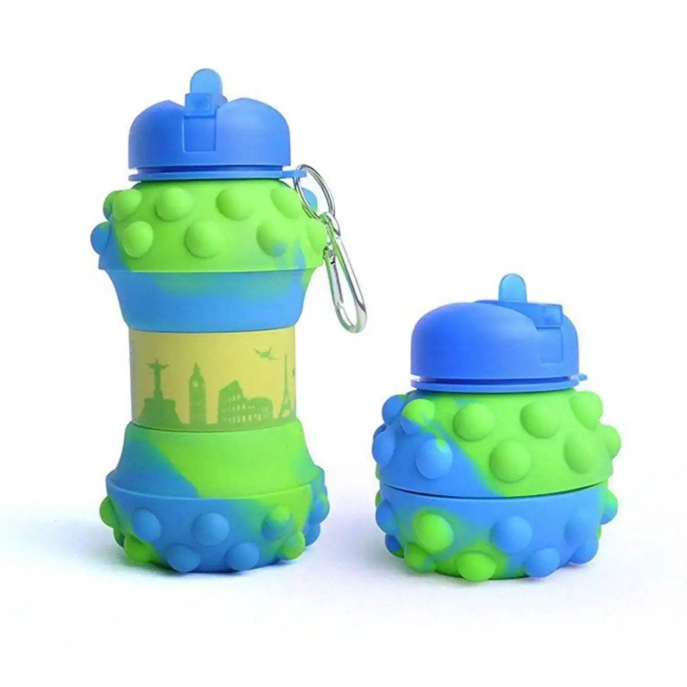 Collapsible Silicone Water Bottle With Straw Leakproof 550ml - ToylandEU