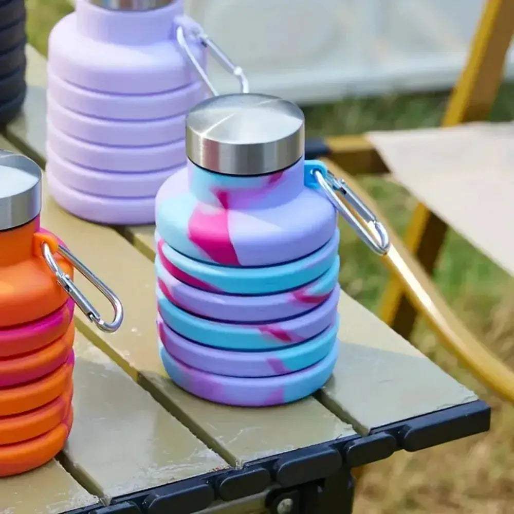 Collapsible Water Bottle With Carabiner Leakproof Travel - ToylandEU