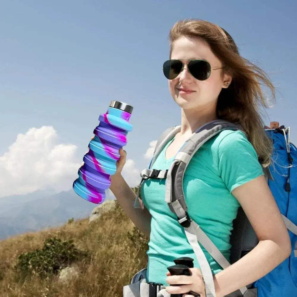 Collapsible Water Bottle With Carabiner Leakproof Travel - ToylandEU