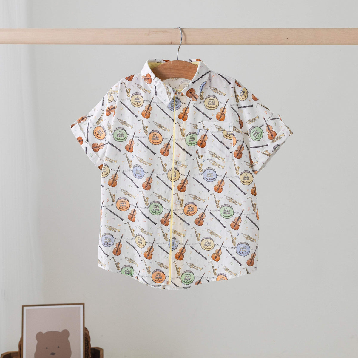 Short Sleeve Shirt | 100 Organic Cotton | Jazz Print | Lightweight