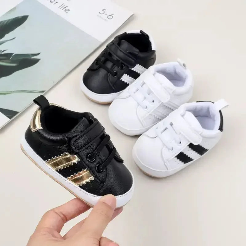 Color 2 Stripe Toddler Shoes Unisex Baby Sneakers With Anti Slip - ToylandEU
