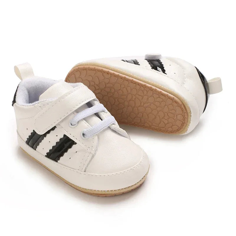 Color 2 Stripe Toddler Shoes Unisex Baby Sneakers With Anti Slip - ToylandEU
