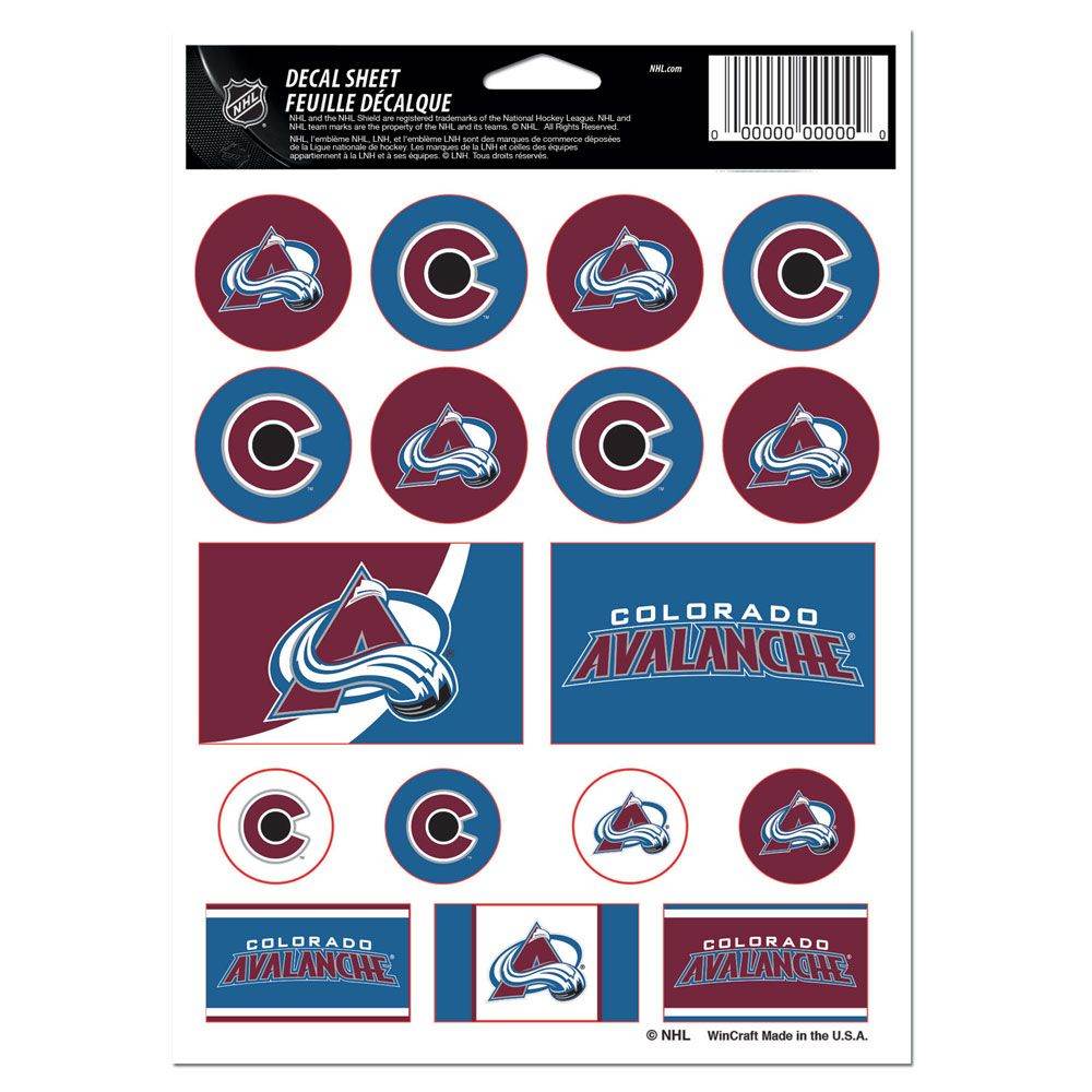Colorado Avalanche Decal Sheet 5x7 Vinyl Stickers Pack - ToylandEU