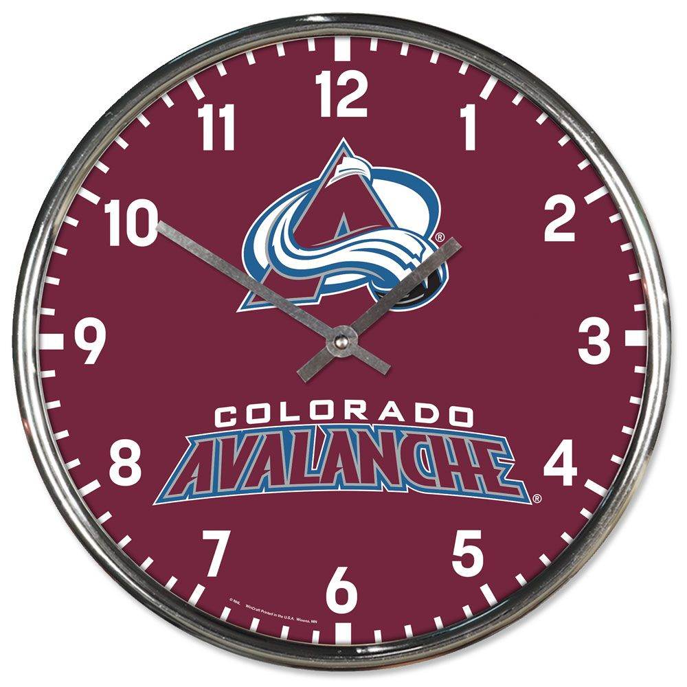 Colorado Avalanche Round Wall Clock Chrome Finish Deluxe - ToylandEU