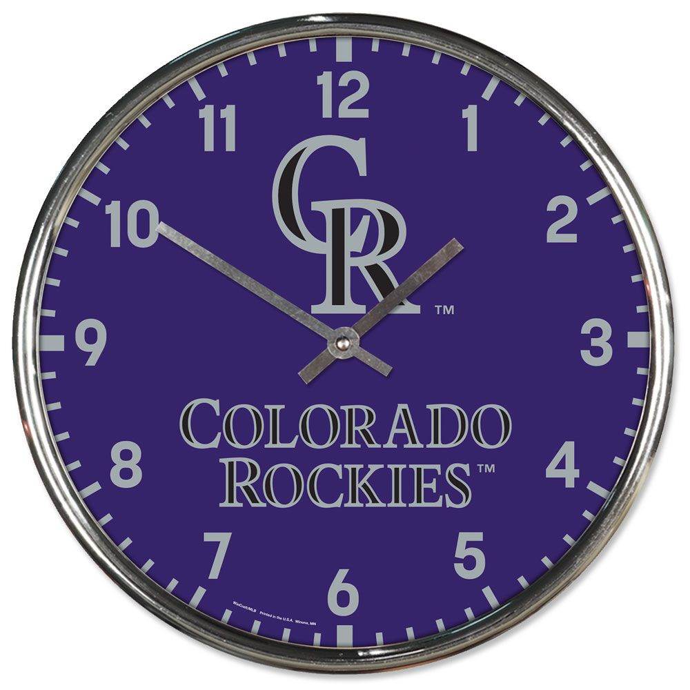 Colorado Rockies Round Chrome Wall Clock 12 Inch Retro - ToylandEU