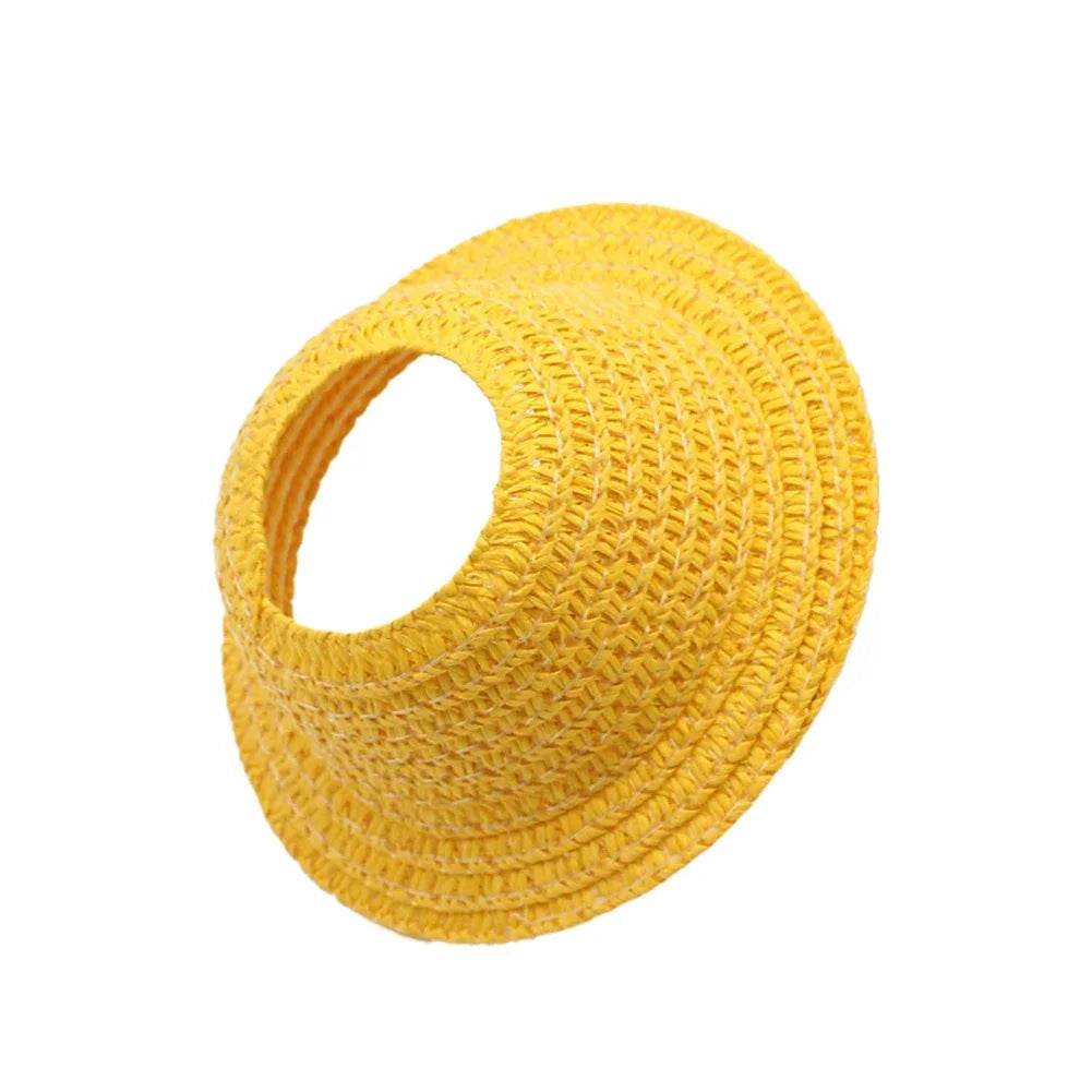 Colorful Bamboo Straw Hat with Hollow Design for Outdoor Activities Unisex Labubu - ToylandEU