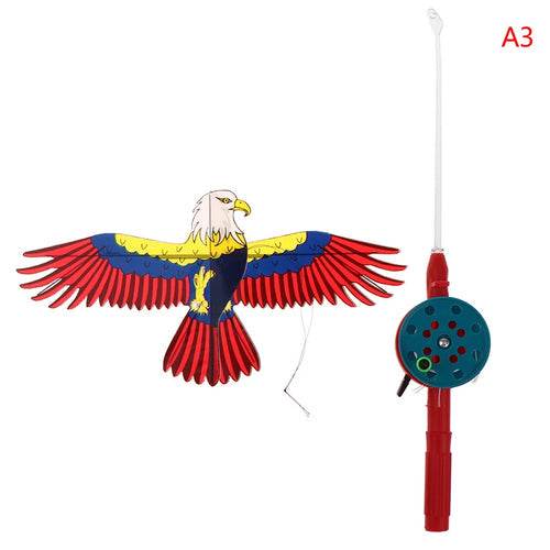 Colorful Cartoon Eagle Kite with 40cm Fishing Rod - Fun for Kids! - ToylandEU