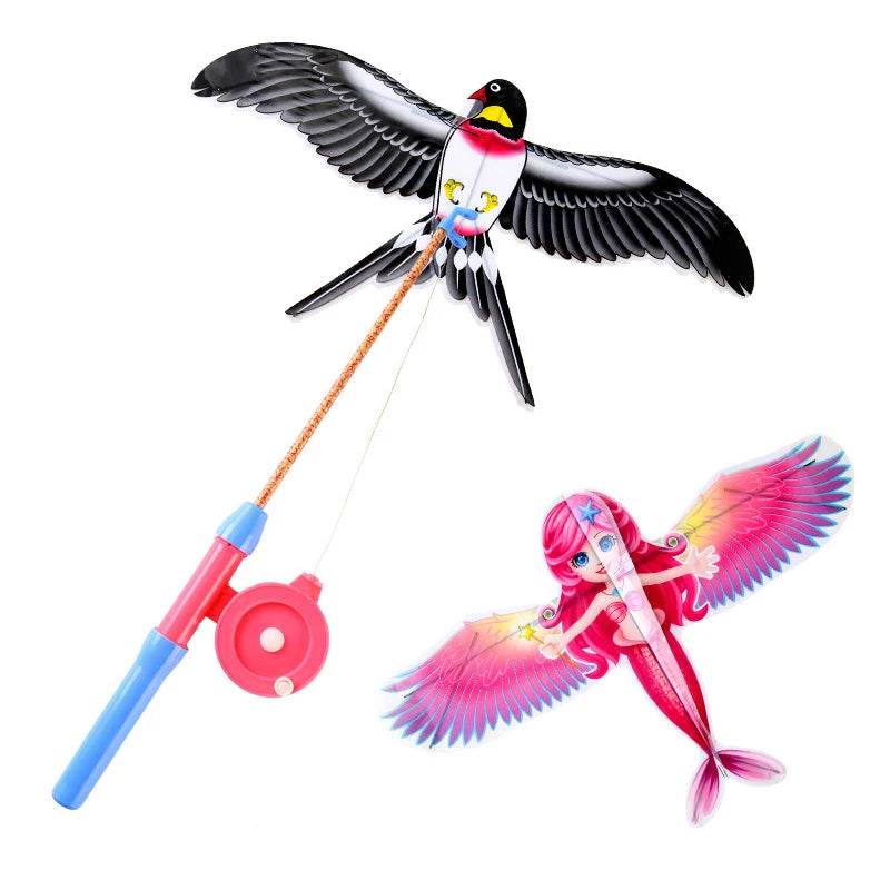 Colorful Cartoon Eagle Kite with 40cm Fishing Rod - Fun for Kids! - ToylandEU