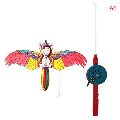 Colorful Cartoon Eagle Kite with 40cm Fishing Rod - Fun for Kids! - ToylandEU