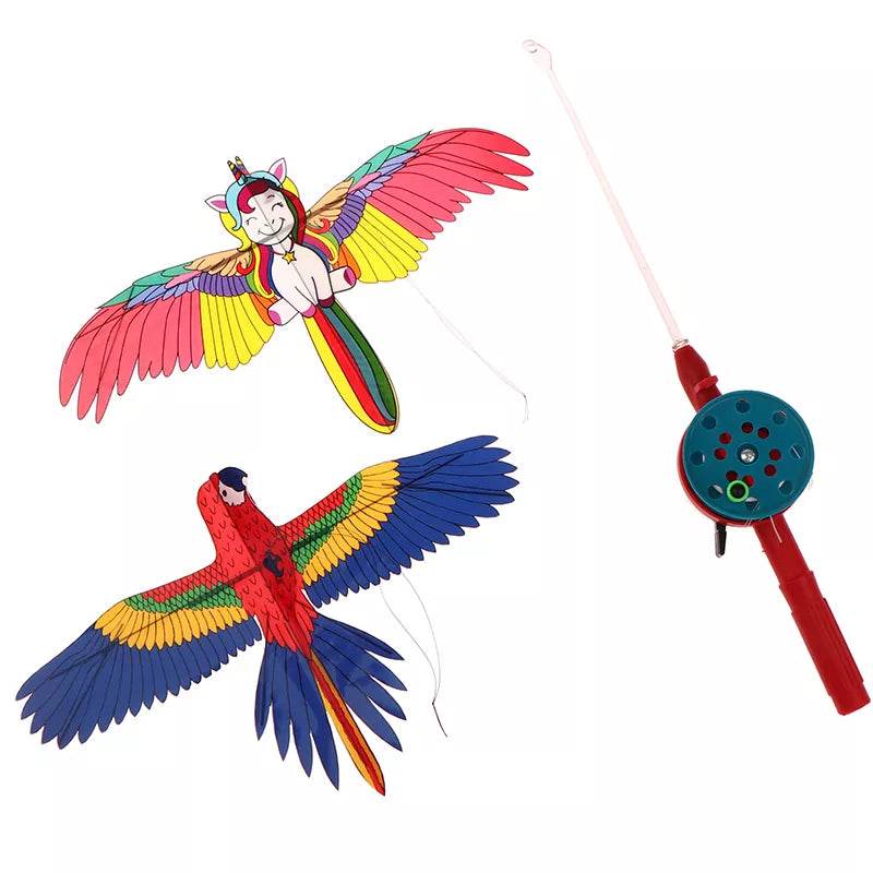 Colorful Cartoon Eagle Kite with 40cm Fishing Rod - Fun for Kids! - ToylandEU