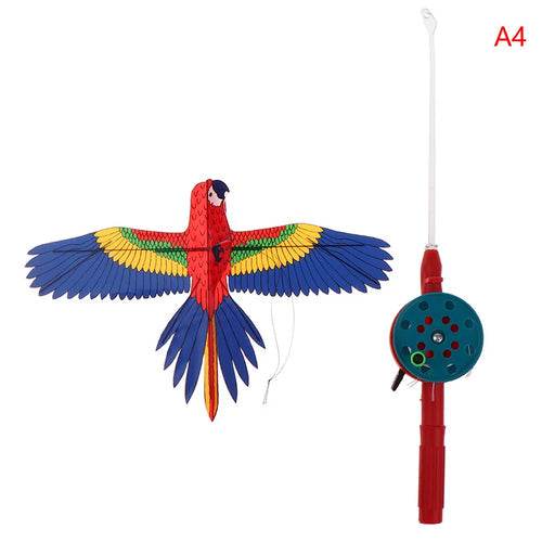 Colorful Cartoon Eagle Kite with 40cm Fishing Rod - Fun for Kids! - ToylandEU