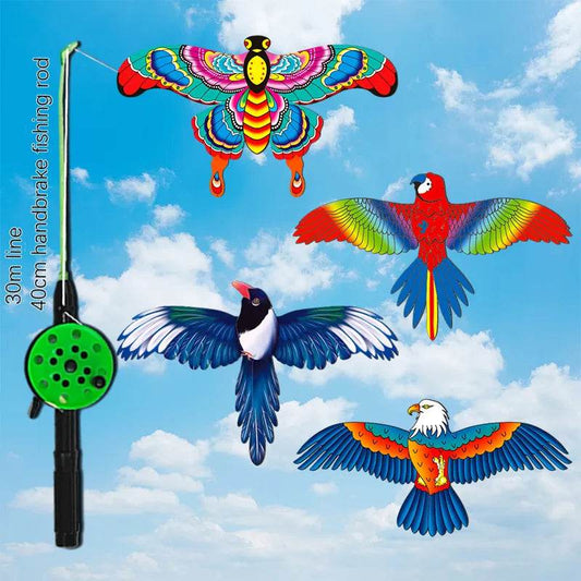 Colorful Cartoon Kite Set for Kids - Butterfly, Mermaid & Parrot Designs - ToylandEU