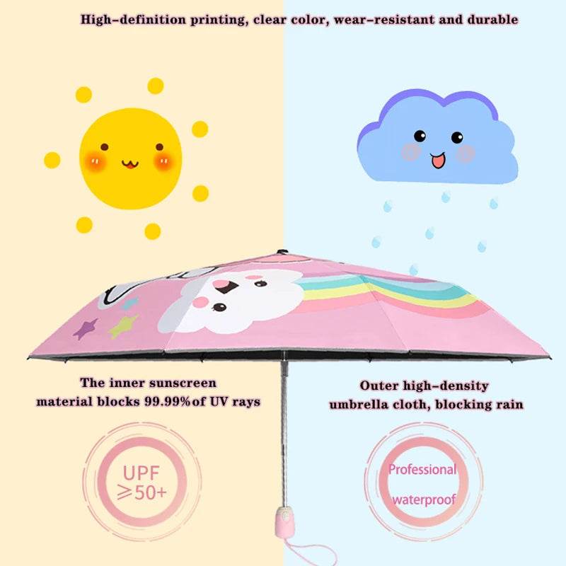 Colorful Folding Automatic Umbrella with Reflective Stripes for Children and Toddlers - ToylandEU