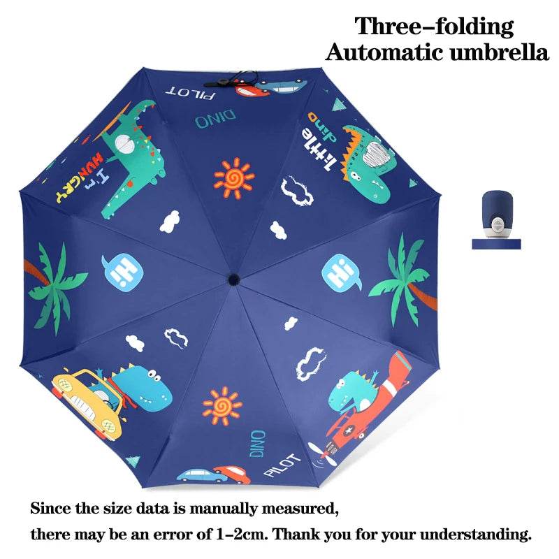 Colorful Folding Automatic Umbrella with Reflective Stripes for Children and Toddlers - ToylandEU