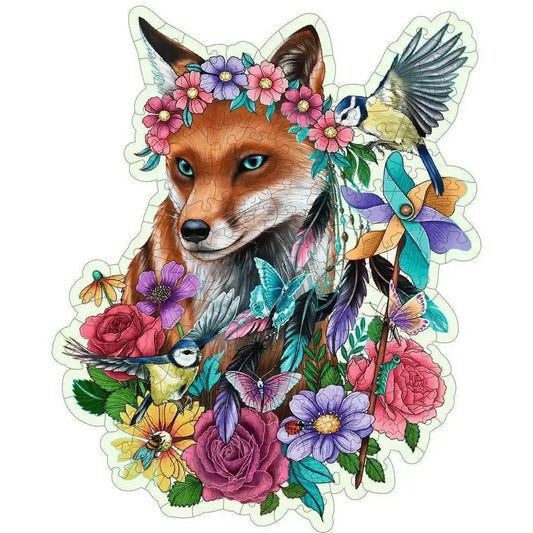  Fox Shaped Wooden Puzzle Hand Crafted Colorful Blooms -  ToylandEU™