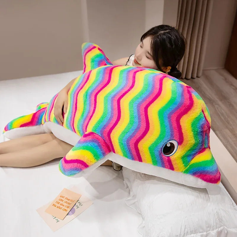 Colorful Giant Dolphin Plush Pillow for Home Decor - ToylandEU