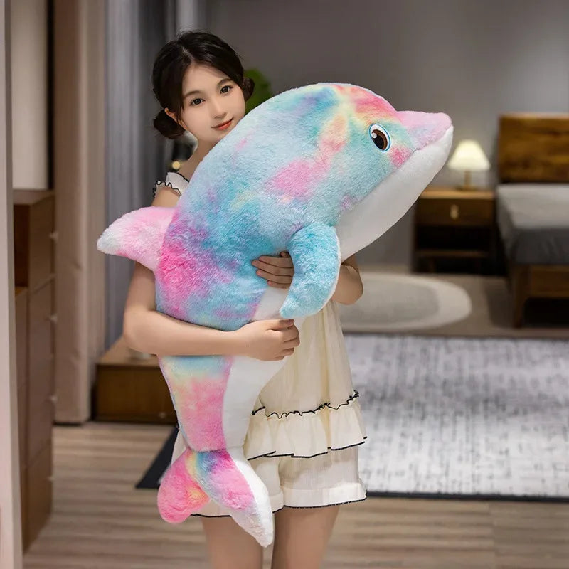 Colorful Giant Dolphin Plush Pillow for Home Decor - ToylandEU
