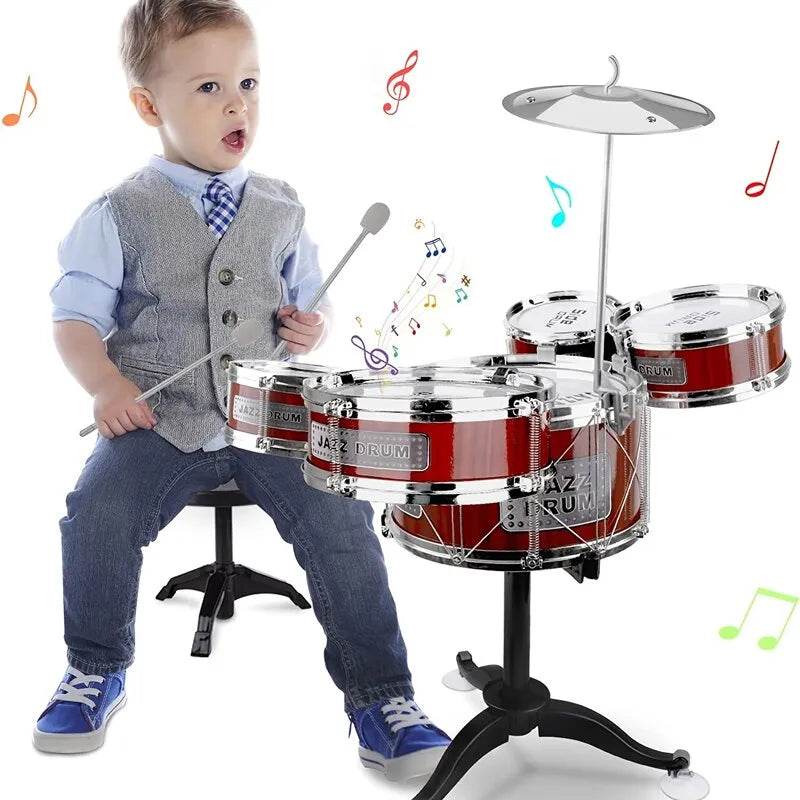 Colorful Kids' Jazz Drum Set with 5 Drums, Stool & Sticks for Fun! - ToylandEU