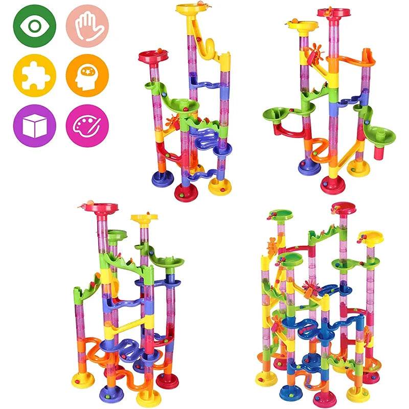 Colorful Kids Marble Race Track Building Blocks - 3D Maze Fun Set - ToylandEU