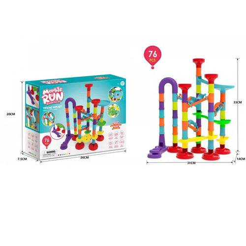 Colorful Kids Marble Race Track Building Blocks - 3D Maze Fun Set - ToylandEU
