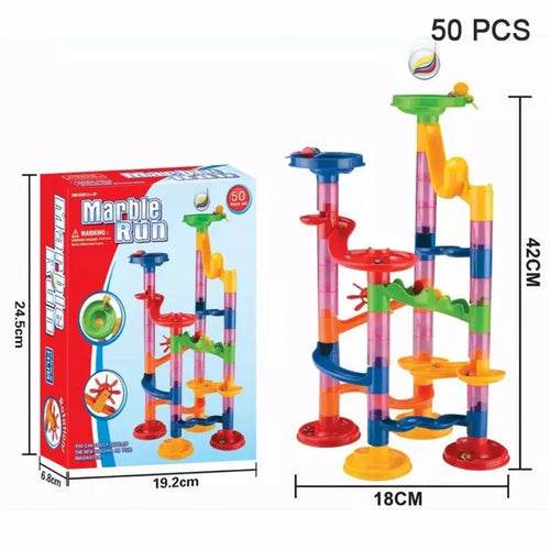 Colorful Kids Marble Race Track Building Blocks - 3D Maze Fun Set - ToylandEU