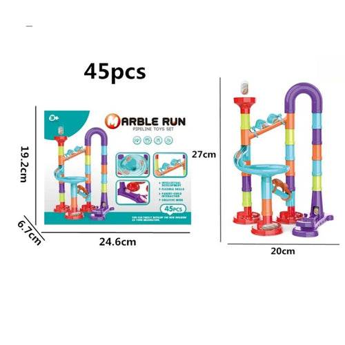 Colorful Kids Marble Race Track Building Blocks - 3D Maze Fun Set - ToylandEU