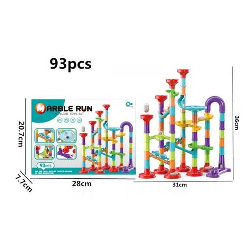 Colorful Kids Marble Race Track Building Blocks - 3D Maze Fun Set - ToylandEU
