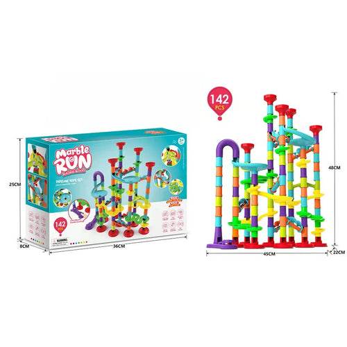 Colorful Kids Marble Race Track Building Blocks - 3D Maze Fun Set - ToylandEU