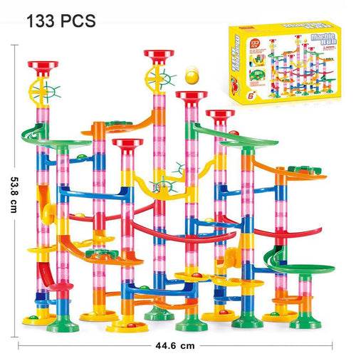 Colorful Kids Marble Race Track Building Blocks - 3D Maze Fun Set - ToylandEU