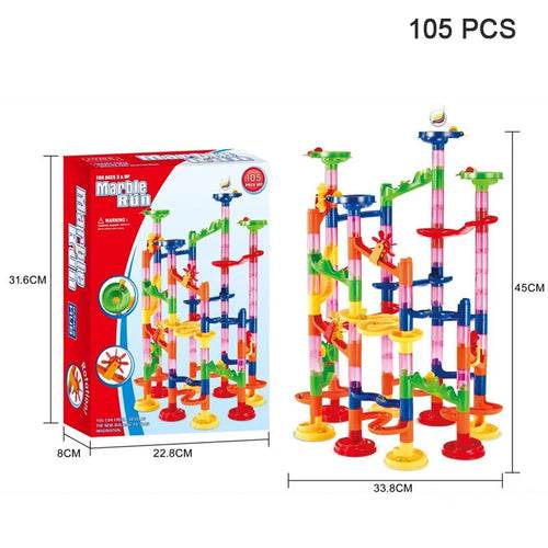 Colorful Kids Marble Race Track Building Blocks - 3D Maze Fun Set - ToylandEU