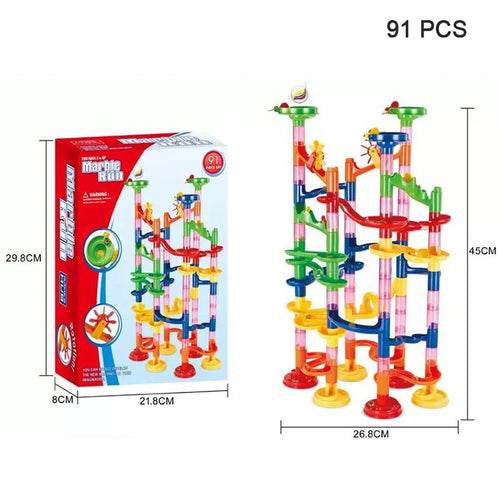 Colorful Kids Marble Race Track Building Blocks - 3D Maze Fun Set - ToylandEU