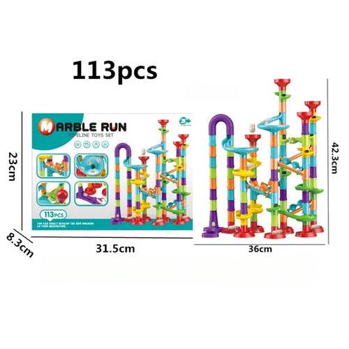 Colorful Kids Marble Race Track Building Blocks - 3D Maze Fun Set - ToylandEU