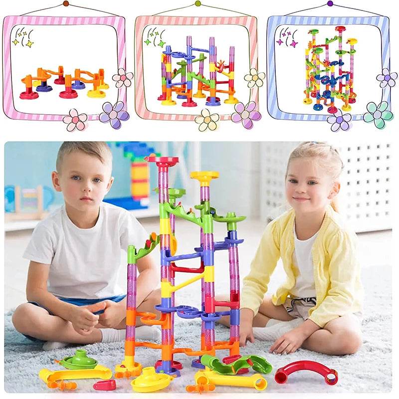 Colorful Kids Marble Race Track Building Blocks - 3D Maze Fun Set - ToylandEU