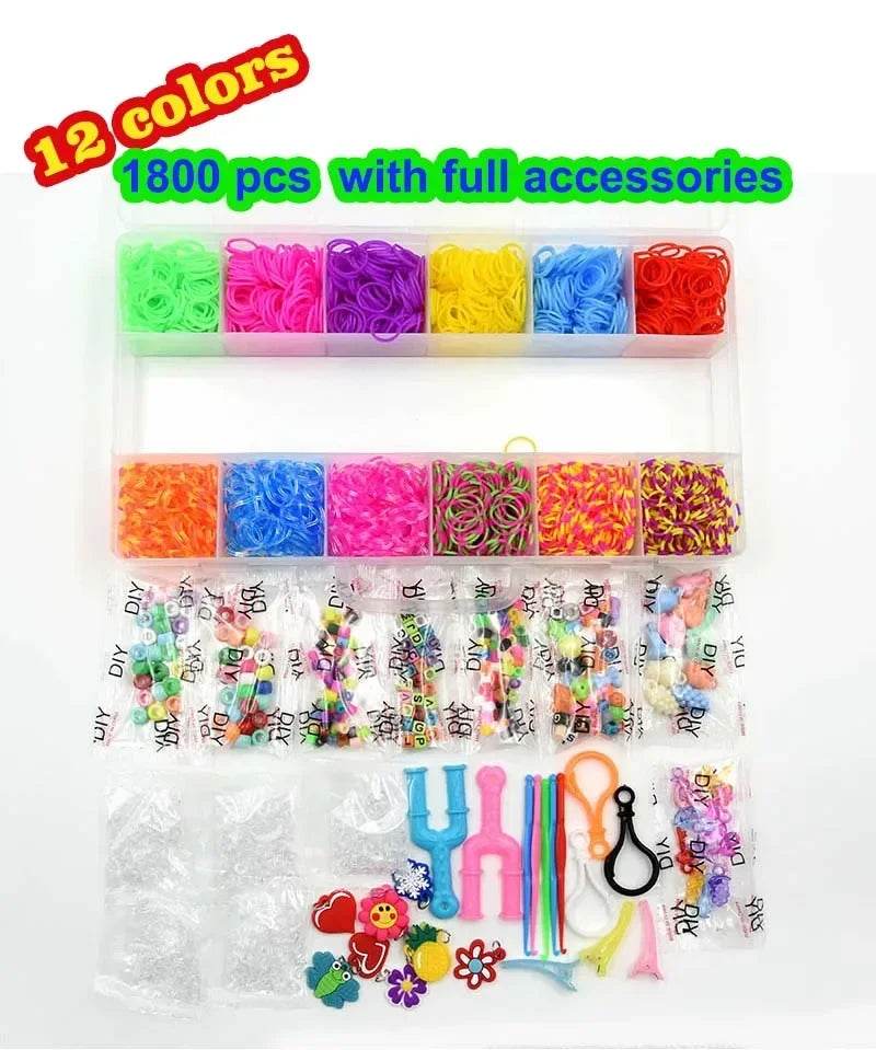 Colorful Loom Band Kit 1800 Pieces For Kids Ages 6 12 - ToylandEU