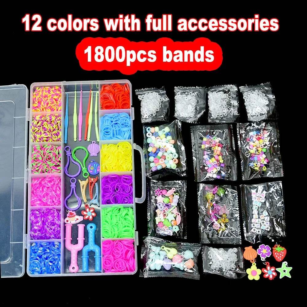 Colorful Loom Band Kit 1800 Pieces For Kids Ages 6 12 - ToylandEU