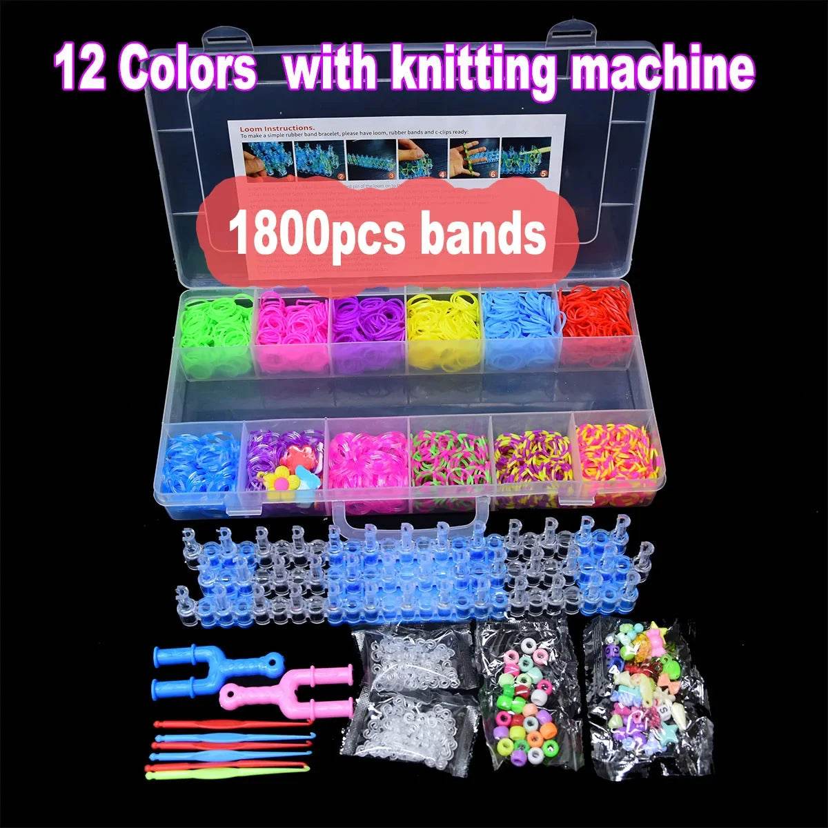 Colorful Loom Band Kit 1800 Pieces For Kids Ages 6 12 - ToylandEU