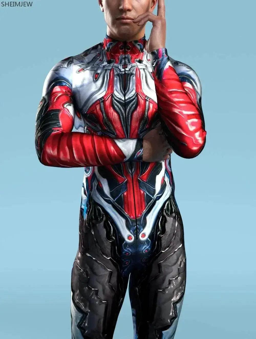  Colorful Machine Zentai Men Bodysuit Front Zipper Jumpsuit Carnival Festival Outfit Thumb Sleeves Cosplay Costume -  ToylandEU™