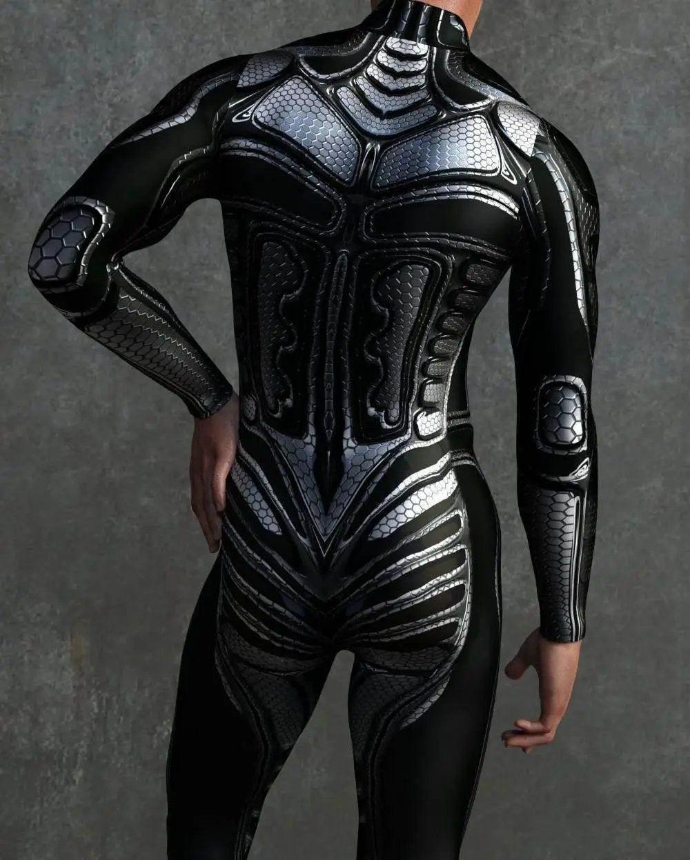  Colorful Machine Zentai Men Bodysuit Front Zipper Jumpsuit Carnival Festival Outfit Thumb Sleeves Cosplay Costume -  ToylandEU™