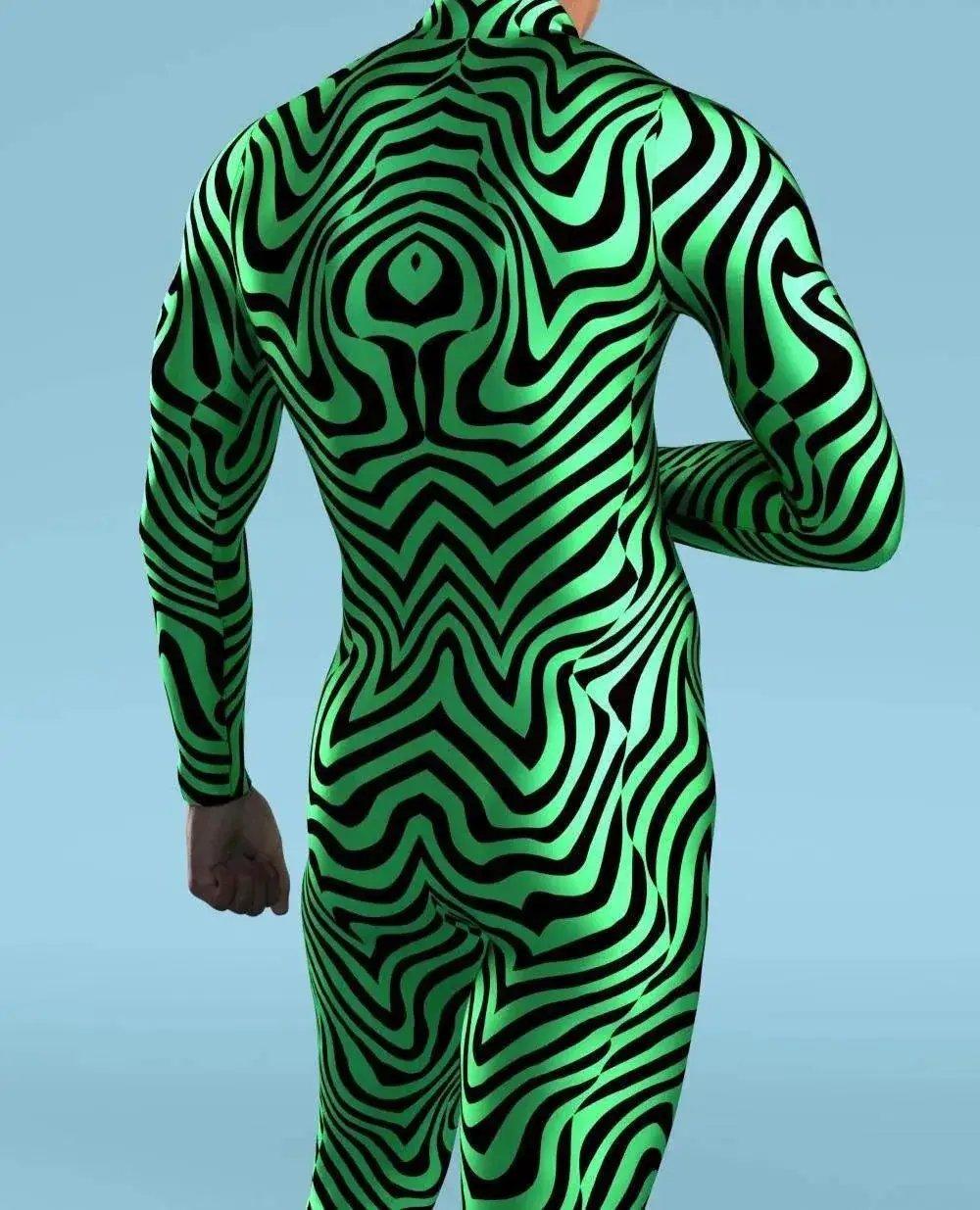  Colorful Machine Zentai Men Bodysuit Front Zipper Jumpsuit Carnival Festival Outfit Thumb Sleeves Cosplay Costume -  ToylandEU™