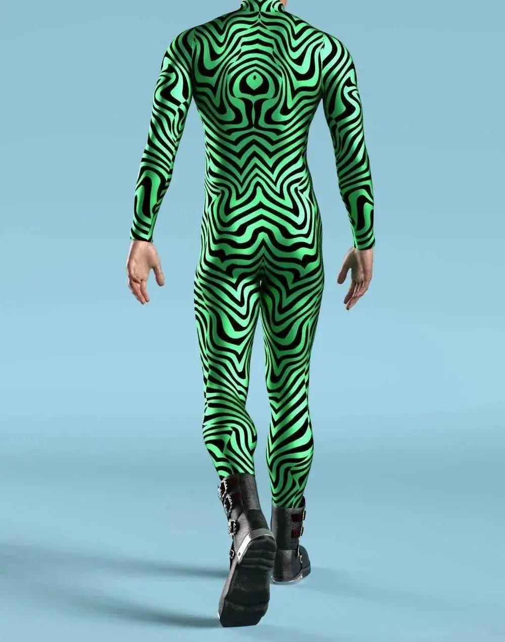  Colorful Machine Zentai Men Bodysuit Front Zipper Jumpsuit Carnival Festival Outfit Thumb Sleeves Cosplay Costume -  ToylandEU™