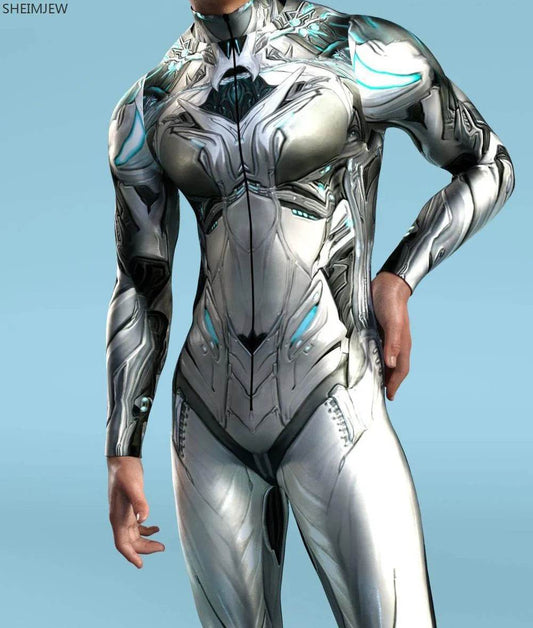 Colorful Machine Zentai Men Bodysuit Front Zipper Jumpsuit Carnival Festival Outfit Thumb Sleeves Cosplay Costume - ToylandEU