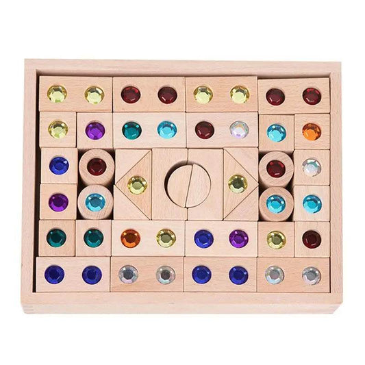 Colorful Montessori Wooden Gem & Crystal Stacking Blocks for Kids - ToylandEU
