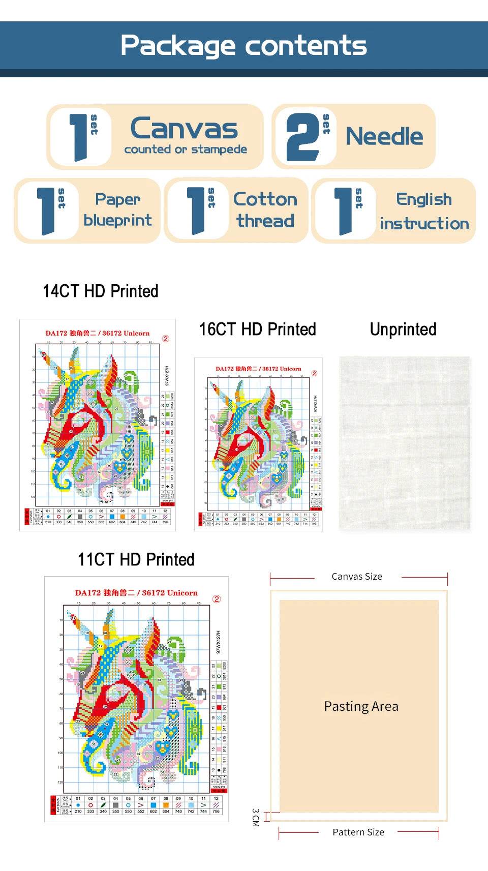 Colorful Parrot Cross Stitch DIY Kit – 14CT, 16CT, 11CT White Aida Fabric with Printed Patterns, Needle & Thread Included - ToylandEU