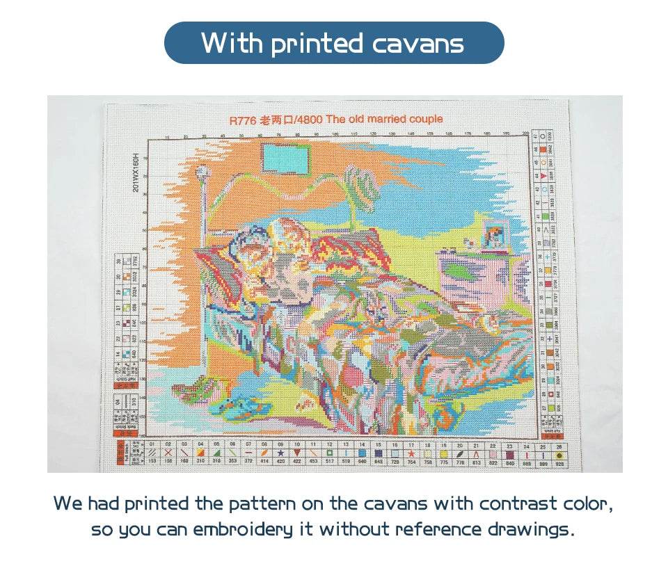 Colorful Parrot Cross Stitch DIY Kit – 14CT, 16CT, 11CT White Aida Fabric with Printed Patterns, Needle & Thread Included - ToylandEU