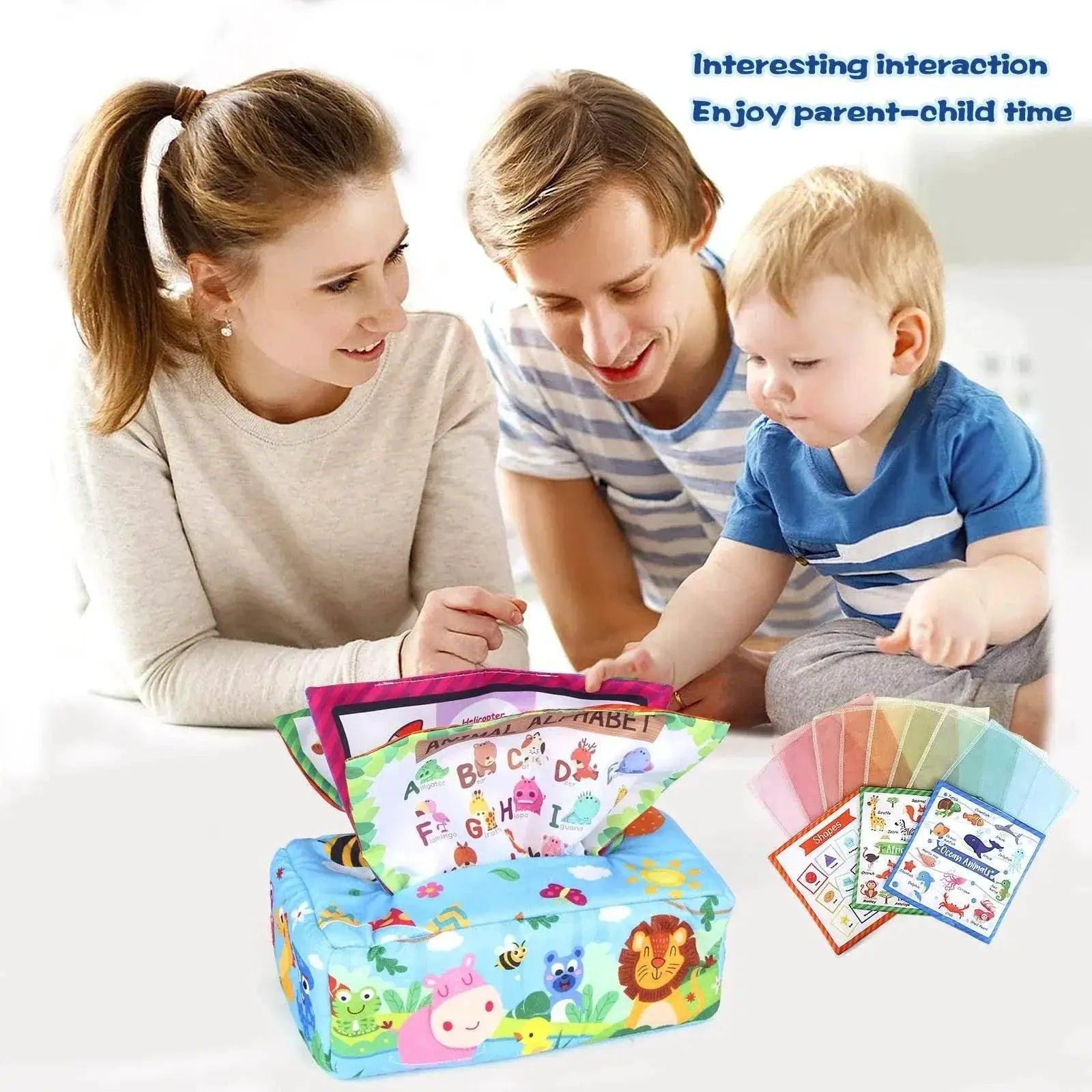  Colorful Soft Sensory Tissue Box Toy For Babies 0-18M Montessori Silk Texture Educational -  ToylandEU™